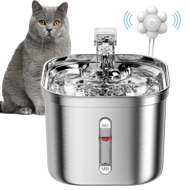Automatic Stainless Steel Cat Water Fountain Dispenser Sensor Filter